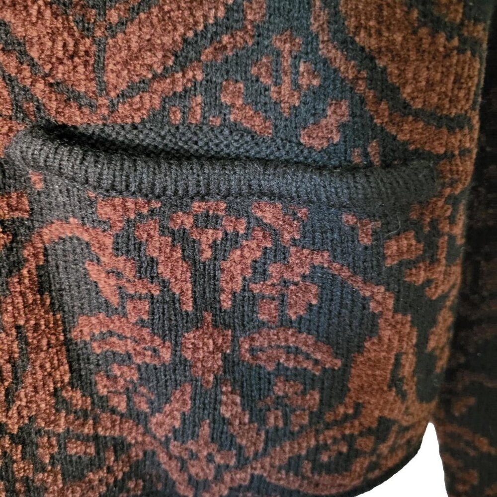 ❤️FINAL PRICE! Jones New York Zip Front Cardigan Jacket Brown Black Medium New - Picture 3 of 8